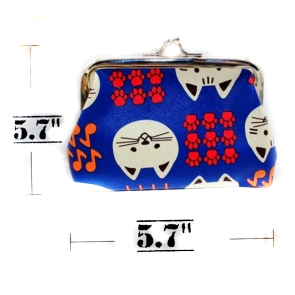 👣4/$20 ~Blue Cat Print Coin Pouch - Picture 3 of 4